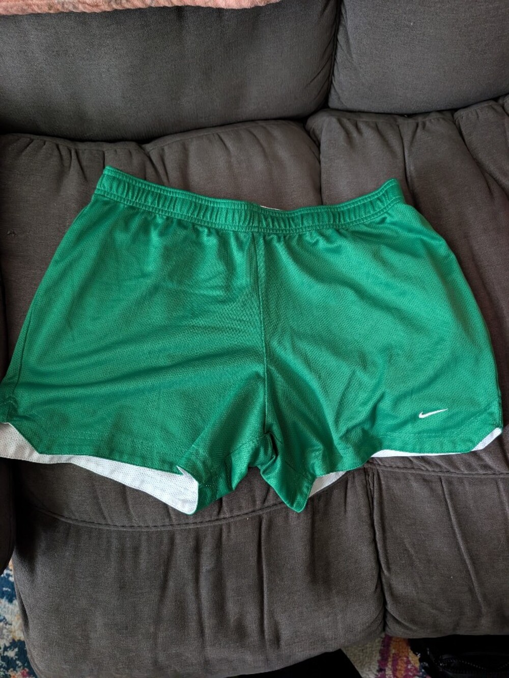 Nike Women’s Emerald Green Mesh Athletic Shorts with White Trim